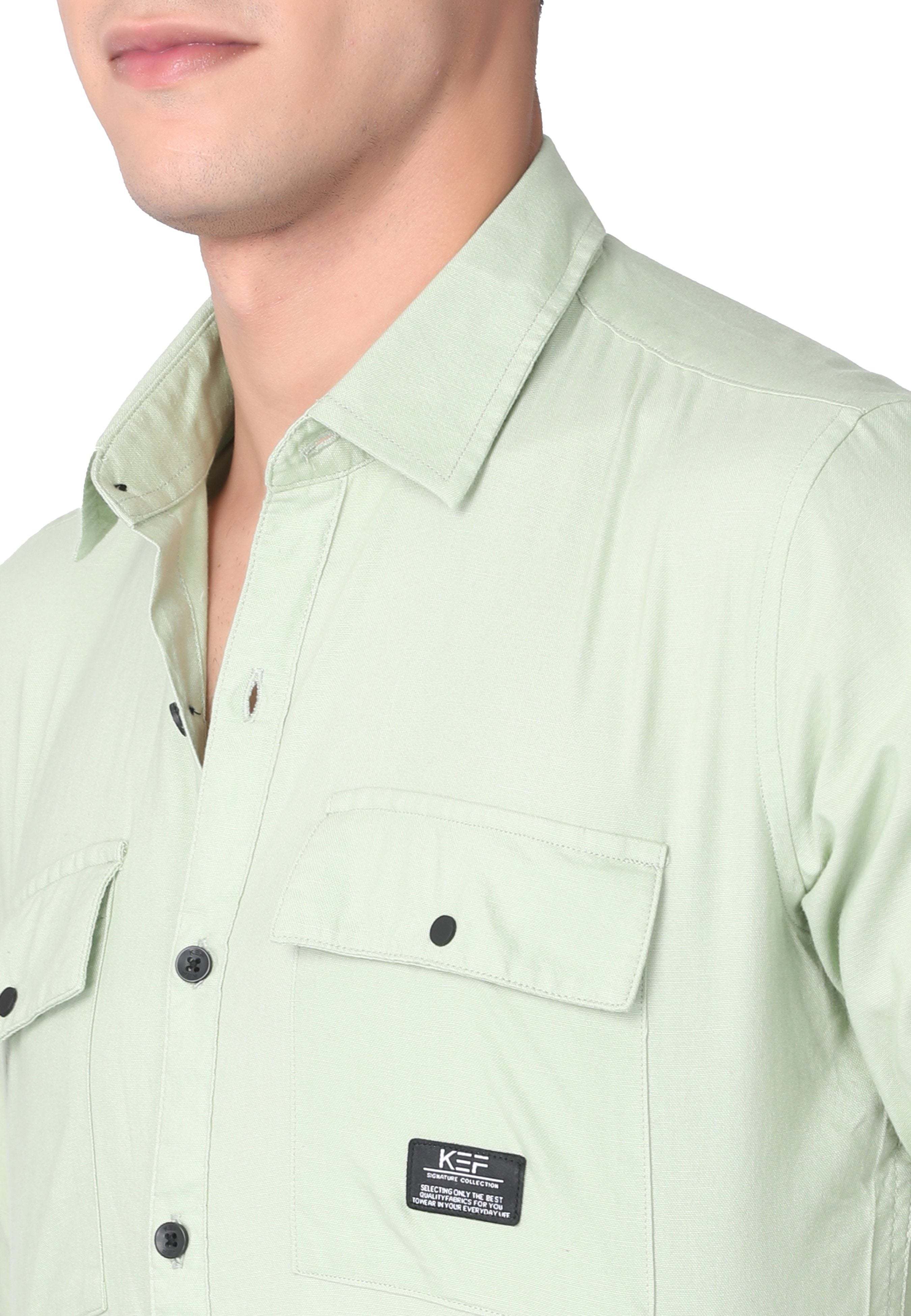 Light Green Regular Fit Casual Shirt Shirts KEF 