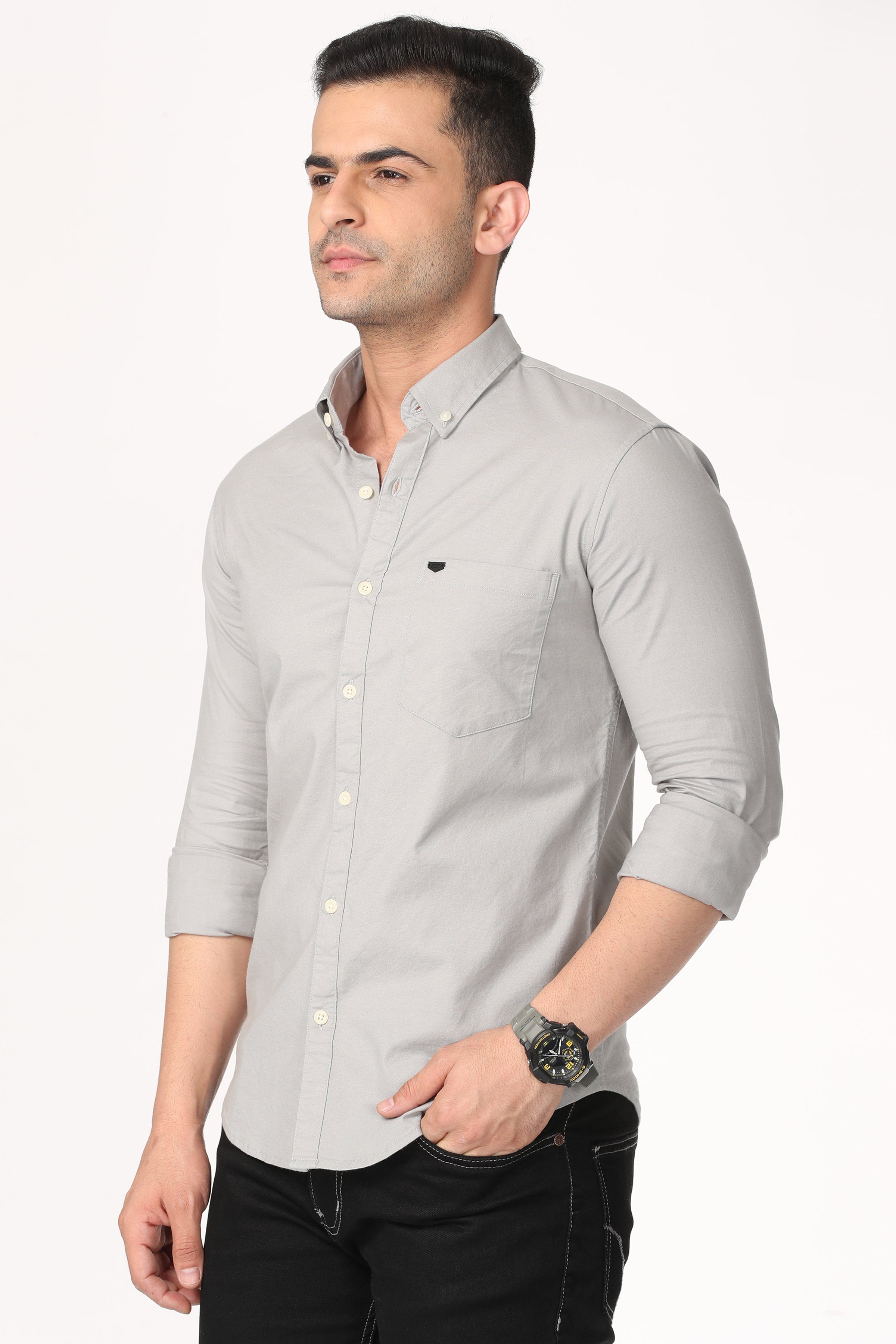 Light Grey Plain Shirt Shirts KEF 