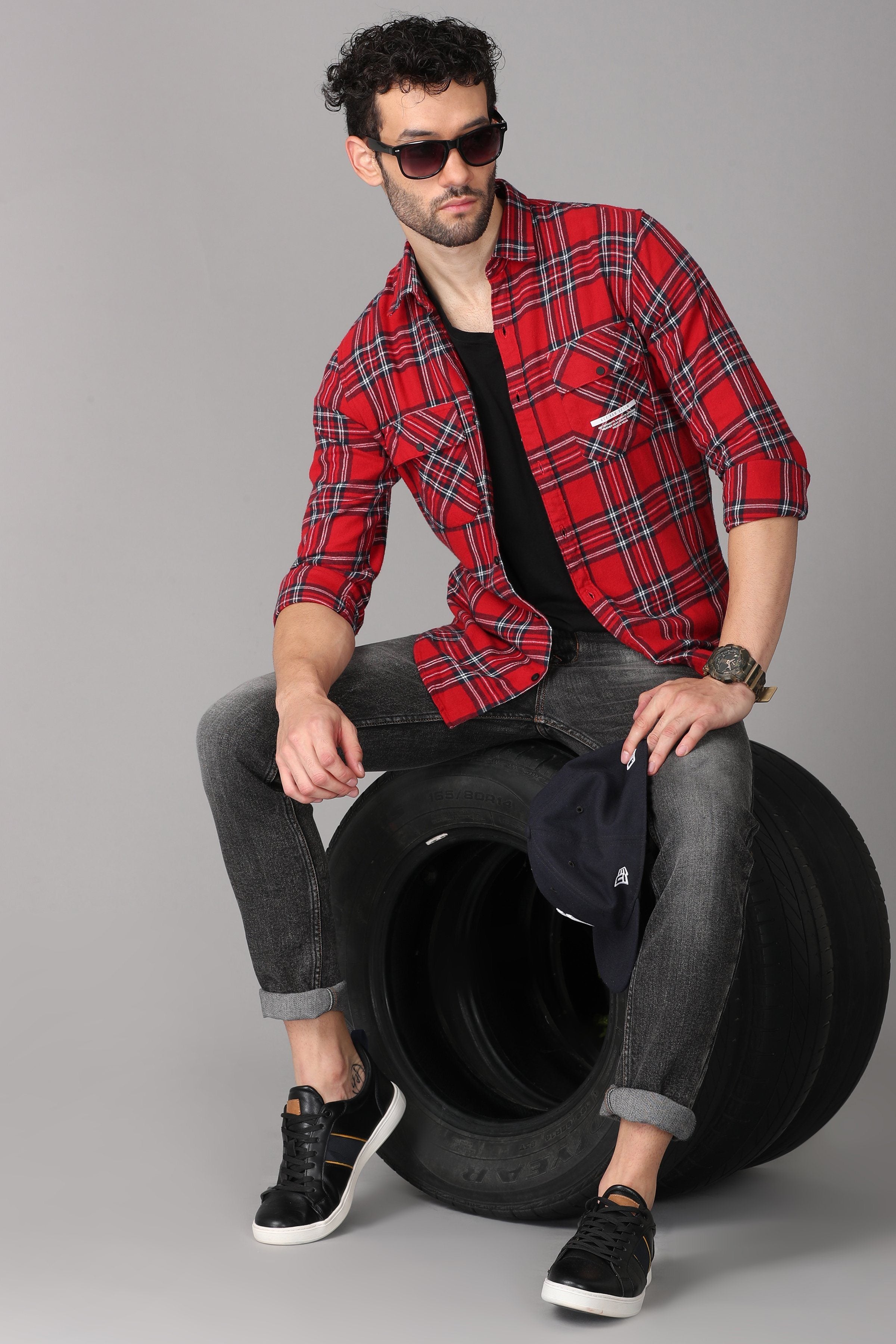 Red Check Printed Shirt Shirts KEF 