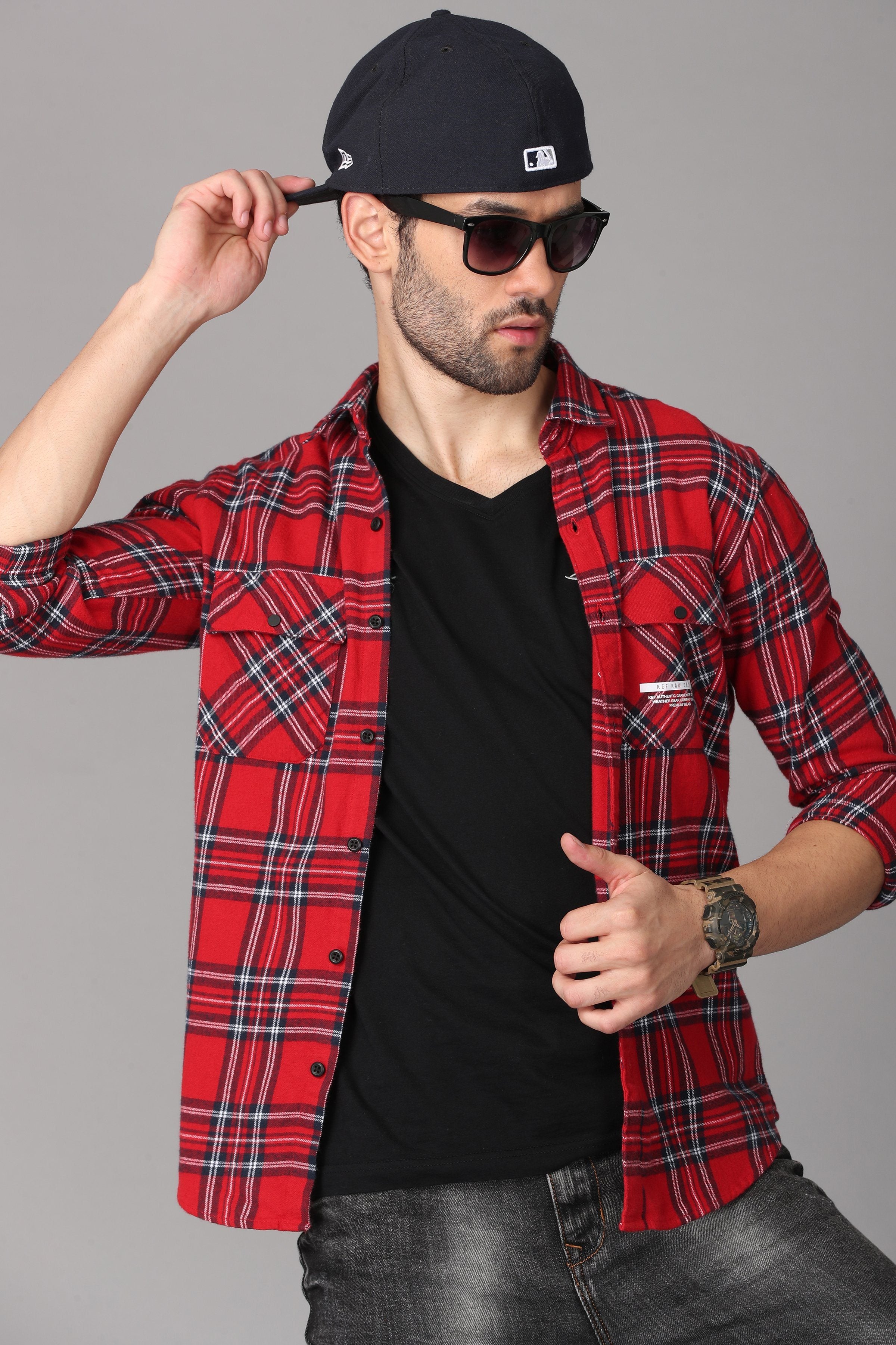 Red Check Printed Shirt Shirts KEF 