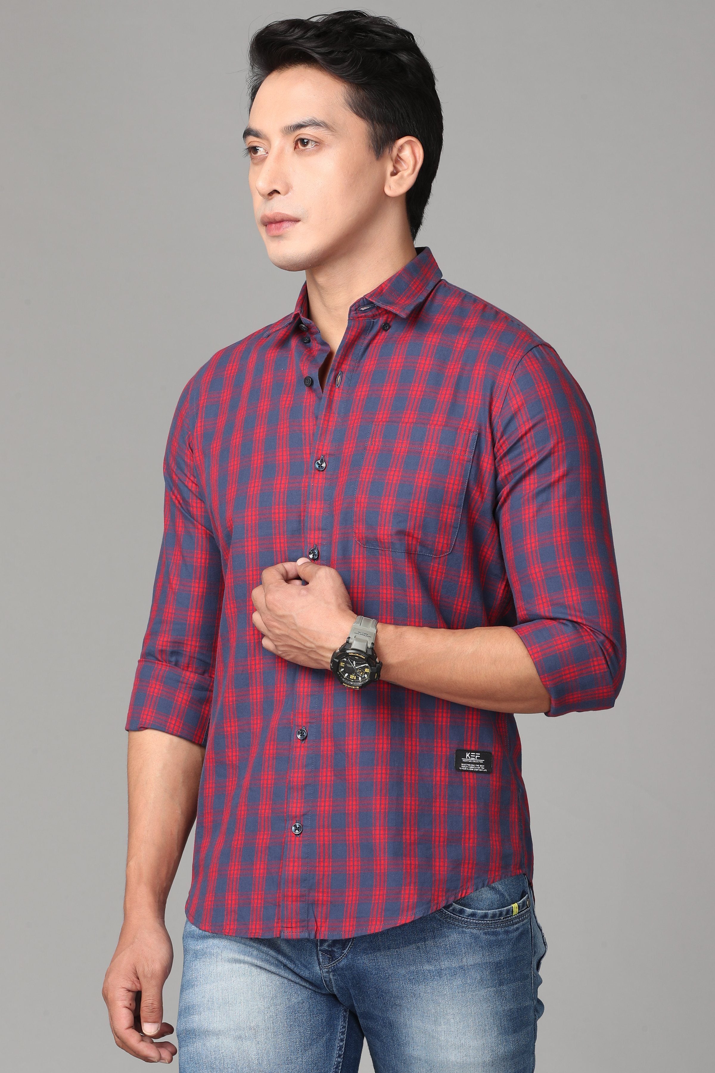 Rose and Blue Checks Shirt Shirts KEF 