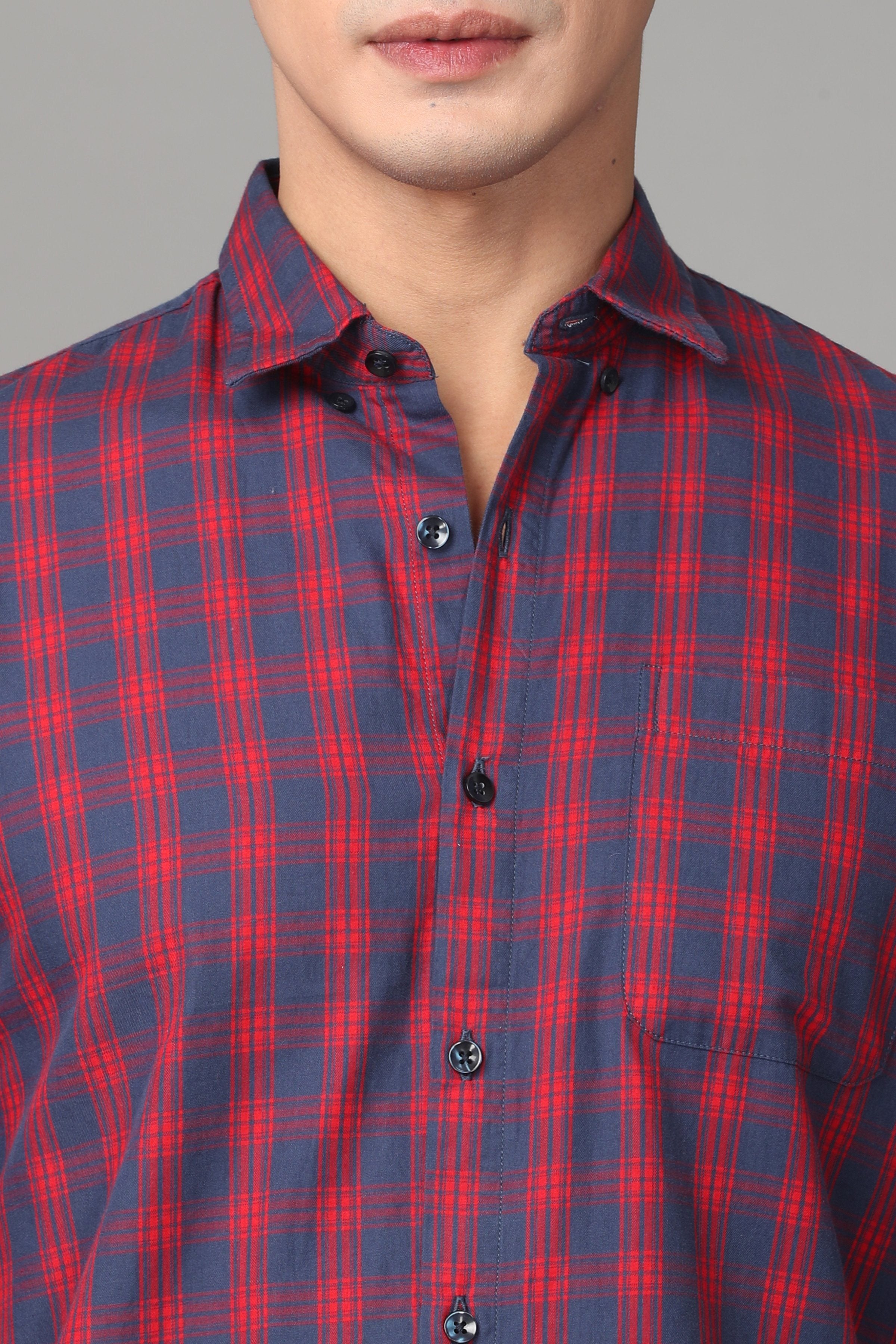 Rose and Blue Checks Shirt Shirts KEF 